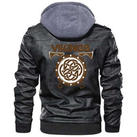 Viking Clothing Viking Battle Shield With Axes Zipper Leather Jacket RLT12 - Wonder Print Shop