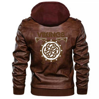 Viking Clothing Viking Battle Shield With Axes Zipper Leather Jacket RLT12 - Wonder Print Shop