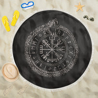 Viking Beach Blanket Viking Vegvisir with Ouroboros and Runes Beach Blanket RLT12 - Wonder Print Shop