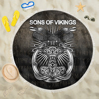 Viking Beach Blanket Vikings Ravens Mjolnir Beach Blanket RLT12 - Wonder Print Shop