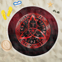 Viking Beach Blanket Vegvisir Nordic Viking Rune Red Version Beach Blanket RLT12 - Wonder Print Shop