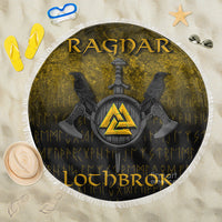 Viking Beach Blanket Ragnar Lothbrok Ragnar Lodbrok Viking Warrior Gold Version Beach Blanket RLT12 - Wonder Print Shop