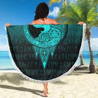 Viking Beach Blanket Viking Norse Wolf Cyan Version Beach Blanket RLT12 - Wonder Print Shop