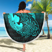Viking Beach Blanket Fenrir Viking 3D Tattoo Cyan Version Beach Blanket RLT12 - Wonder Print Shop