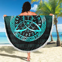 Viking Beach Blanket Vegvisir Nordic Viking Rune Cyan Version Beach Blanket RLT12 - Wonder Print Shop