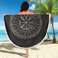 Viking Beach Blanket Viking Vegvisir with Ouroboros and Runes Beach Blanket RLT12 - Wonder Print Shop