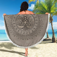 Viking Beach Blanket Tree Of Life with Triquetra Beige Beach Blanket RLT12 - Wonder Print Shop