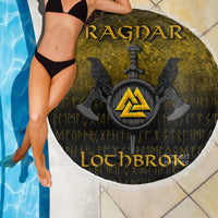 Viking Beach Blanket Ragnar Lothbrok Ragnar Lodbrok Viking Warrior Gold Version Beach Blanket RLT12 - Wonder Print Shop