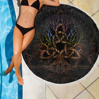 Viking Beach Blanket Colorful Tree Of Life With Triquetra Beach Blanket RLT12 - Wonder Print Shop