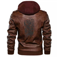Viking Clothing Viking Bearded Barbarian Of Scandinavia Zipper Leather Jacket RLT12 - Wonder Print Shop