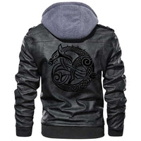 Viking Clothing Viking Beast Fenrir Wolf In Celtic Scandinavian Style Zipper Leather Jacket RLT12 - Wonder Print Shop