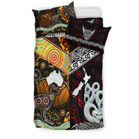 New Zealand Maori Aotearoa and Australia Aboriginal Bedding Set Together Red LT8 - Wonder Print Shop