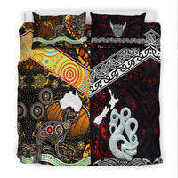 New Zealand Maori Aotearoa and Australia Aboriginal Bedding Set Together Red LT8 - Wonder Print Shop