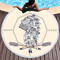 Round Beach Towel Tribal Arrow Vintage Native American LT10 - Wonder Print Shop