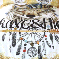 Brown Tribal Wolf Dreamcatcher Native American Bedding Set LT10 - Wonder Print Shop