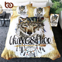 Brown Tribal Wolf Dreamcatcher Native American Bedding Set LT10 - Wonder Print Shop