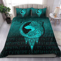 Viking Bedding Set Viking Norse Wolf Cyan Version Bedding Set RLT12 - Wonder Print Shop