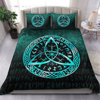 Viking Bedding Set Vegvisir Nordic Viking Rune Cyan Version Bedding Set RLT12 - Wonder Print Shop