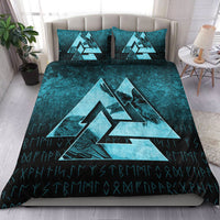 Viking Bedding Set Huginn Muninn Ravens from Odin Viking Cyan Version Bedding Set RLT12 - Wonder Print Shop