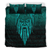 Viking Bedding Set Eye of Odin Cyan Version Bedding Set RLT12 - Wonder Print Shop