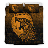 Viking Bedding Set Fenrir Viking 3D Tattoo Gold Version Bedding Set RLT12 - Wonder Print Shop