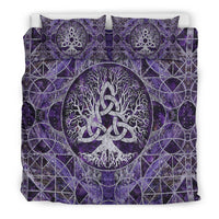 Viking Bedding Set Tree Of Life with Triquetra Amethyst and Silver Bedding Set RLT12 - Wonder Print Shop