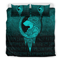 Viking Bedding Set Viking Norse Wolf Cyan Version Bedding Set RLT12 - Wonder Print Shop