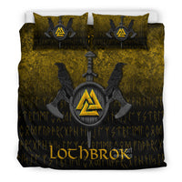 Viking Bedding Set Ragnar Lothbrok Ragnar Lodbrok Viking Warrior Gold Version Bedding Set RLT12 - Wonder Print Shop