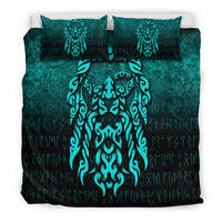 Viking Bedding Set Viking God Odin Allfather In Asgard Raven God Cyan Version Bedding Set RLT12 - Wonder Print Shop