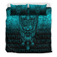 Viking Bedding Set Viking Odin Allfather In Asgard Cyan Version Bedding Set RLT12 - Wonder Print Shop
