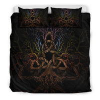Viking Bedding Set Colorful Tree Of Life With Triquetra Bedding Set RLT12 - Wonder Print Shop
