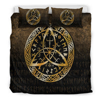 Viking Bedding Set Vegvisir Nordic Viking Rune Gold Version Bedding Set RLT12 - Wonder Print Shop