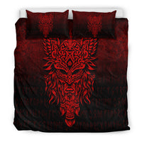 Viking Bedding Set Odin The Allfather Asgard God and Chief Of Aesir Red Version Bedding Set RLT12 - Wonder Print Shop