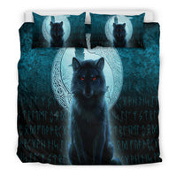 Viking Bedding Set Fenrir Viking Wolf Cyan Version Bedding Set RLT12 - Wonder Print Shop