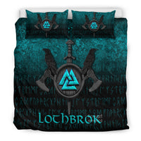 Viking Bedding Set Ragnar Lothbrok Ragnar Lodbrok Viking Warrior Cyan Version Bedding Set RLT12 - Wonder Print Shop