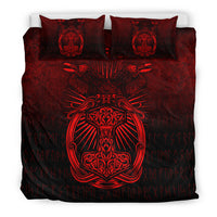 Viking Bedding Set Vikings Ravens Mjolnir Red Version Bedding Set RLT12 - Wonder Print Shop