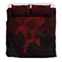 Viking Bedding Set Raven Vegvisir Tattoo Red Version Bedding Set RLT12 - Wonder Print Shop
