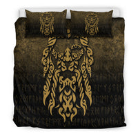 Viking Bedding Set Viking God Odin Allfather In Asgard Raven God Gold Version Bedding Set RLT12 - Wonder Print Shop