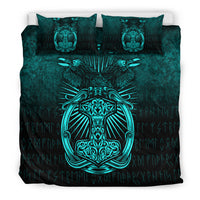 Viking Bedding Set Vikings Ravens Mjolnir Cyan Version Bedding Set RLT12 - Wonder Print Shop