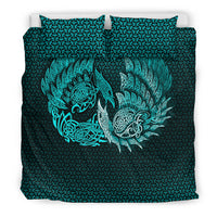Viking Bedding Set Ragnarok Huginn Muninn Cyan Version Bedding Set RLT12 - Wonder Print Shop