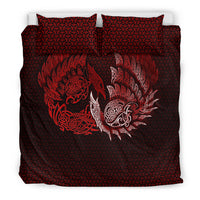 Viking Bedding Set Ragnarok Huginn Muninn Red Version Bedding Set RLT12 - Wonder Print Shop