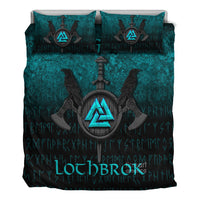 Viking Bedding Set Ragnar Lothbrok Ragnar Lodbrok Viking Warrior Cyan Version Bedding Set RLT12 - Wonder Print Shop