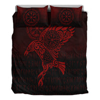 Viking Bedding Set Raven Vegvisir Tattoo Red Version Bedding Set RLT12 - Wonder Print Shop