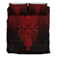 Viking Bedding Set Odin The Allfather Asgard God and Chief Of Aesir Red Version Bedding Set RLT12 - Wonder Print Shop