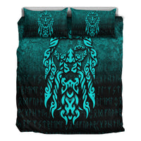 Viking Bedding Set Viking God Odin Allfather In Asgard Raven God Cyan Version Bedding Set RLT12 - Wonder Print Shop