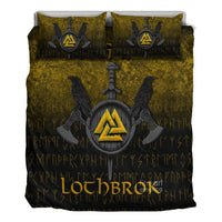 Viking Bedding Set Ragnar Lothbrok Ragnar Lodbrok Viking Warrior Gold Version Bedding Set RLT12 - Wonder Print Shop