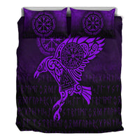 Viking Bedding Set Raven Vegvisir Tattoo Purple Version Bedding Set RLT12 - Wonder Print Shop