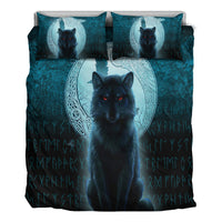 Viking Bedding Set Fenrir Viking Wolf Cyan Version Bedding Set RLT12 - Wonder Print Shop