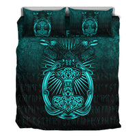 Viking Bedding Set Vikings Ravens Mjolnir Cyan Version Bedding Set RLT12 - Wonder Print Shop
