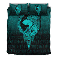 Viking Bedding Set Viking Norse Wolf Cyan Version Bedding Set RLT12 - Wonder Print Shop